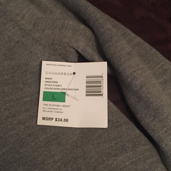 SAG HARBOR NWT Missy L Dove Grey Heather Sweater - Picture 3 of 4